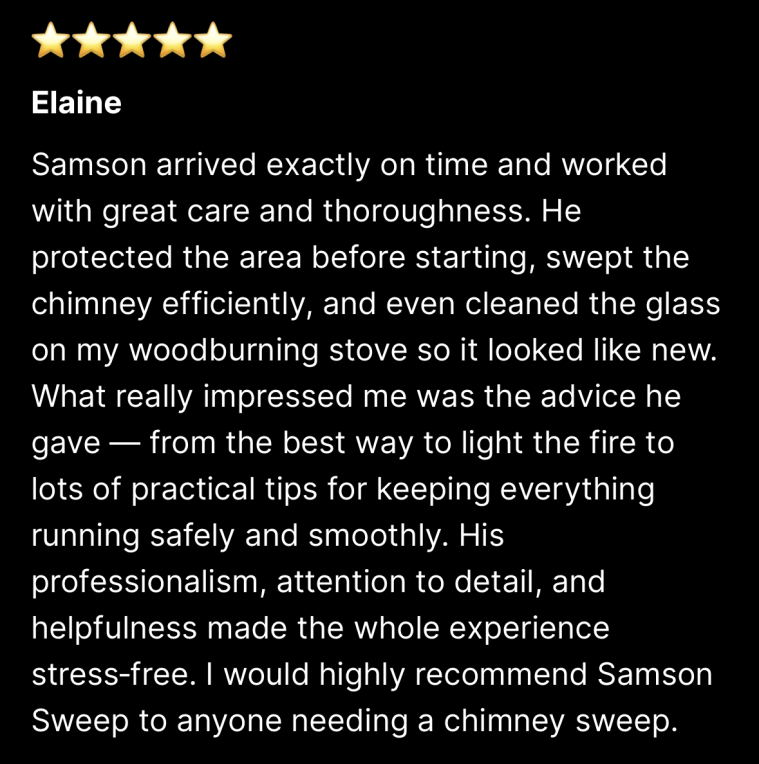 Swindon Chimney Sweep Review 5 Star